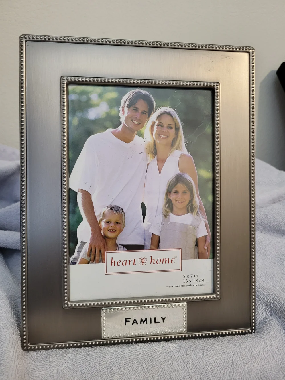 Silver 'Family' Beaded Edge Metal Picture Frame